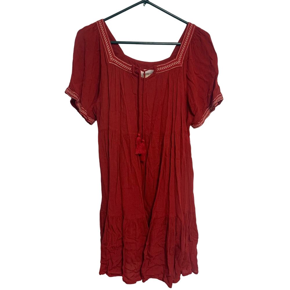 Olive + Oak Red Lined Sleeved Mini Dress Size Medium